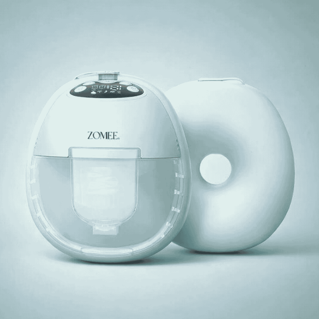 Zomee Mother's Nature W1 Warming Wearable Breast Pump – front and back view